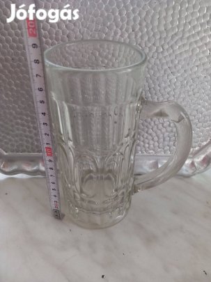 Nagy méretű üveg sörös korsó 1 l-es