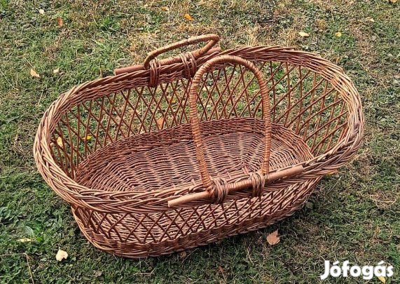 Nagy mózeskosár, tradicionális, vesszőből font