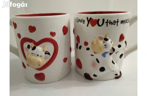 Nagy piros-fehér tehenes bögre (ceruzatartónak stb.)