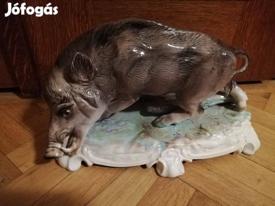 Nagy porcelán vaddisznó szobor román 40 cm