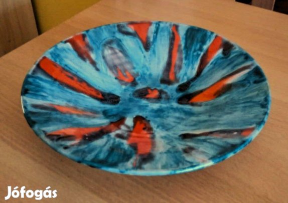 Nagy retro Óray Mária iparművész kerámia tál