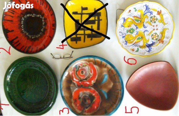 Nagy retro falitányér kerámia fali tányér tál mázas iparművészeti