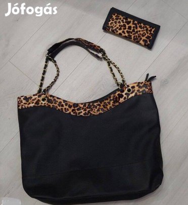 Nagy táska + pénztárca leopard mintával