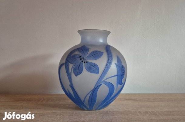 Nagy üveg váza kézzel festett liliom