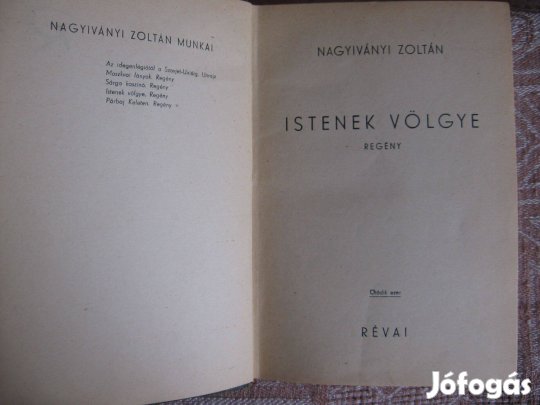Nagyiványi Zoltán: Istenek völgye, regény, - könyv