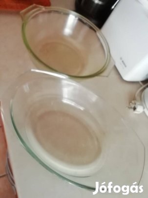 Nagyméretű 2 db. 30-35 cm. jénai tál, mély sütőtál ( tepsi) olcsón