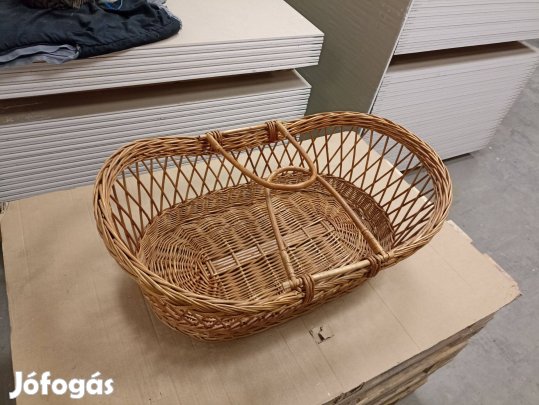 Nagyméretű Füles Vessző Mózeskosár Kiságy Fonott Vesszőkosár Eladó