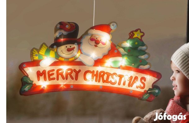 Nagyméretű Karácsonyi 20 LED-es ablakdekor - mikulás, hóember