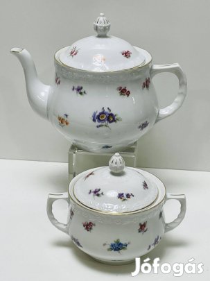 Nagyméretű Schlaggenwald teáskanna + cukortartó