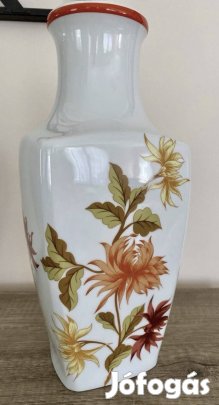 Nagyméretű, Dália mintás, Hollóházi porcelán váza, emlékváza 
