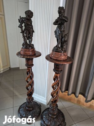 Nagyméretű bronzszobor pár, antik, vintage