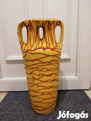 Nagyméretű csurgatott mázas kerámia váza 50 cm