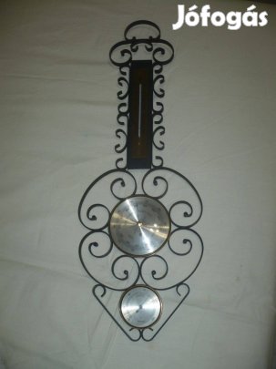 Nagyméretű fali barométer hygrométer hőmérő acél tokban