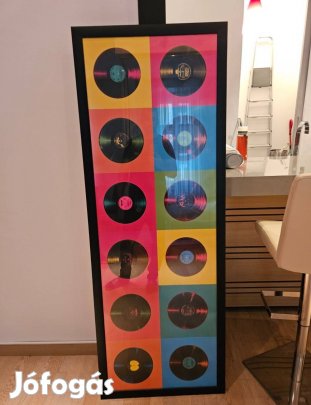 Nagyméretű falikép bakelit lemez mintákkal