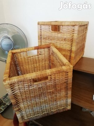 Nagyméretű fonott vessző kosár, tároló, virágtartó kaspó, 2 darab