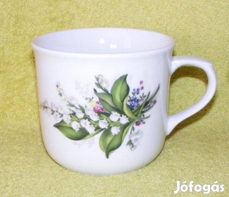 Nagyméretű gyöngyvirágos porcelán bögre Bohemia