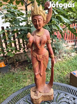 Nagyméretű indiai faragás, fa szobor, faragott
