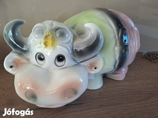 Nagyméretű kerámia persely, dísztárgy ,tehén