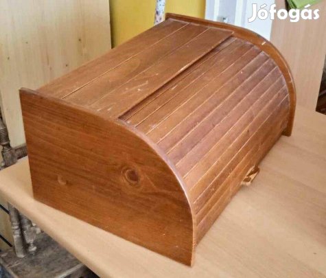 Nagyméretű rolós fa kenyeres doboz, péksütemény tároló