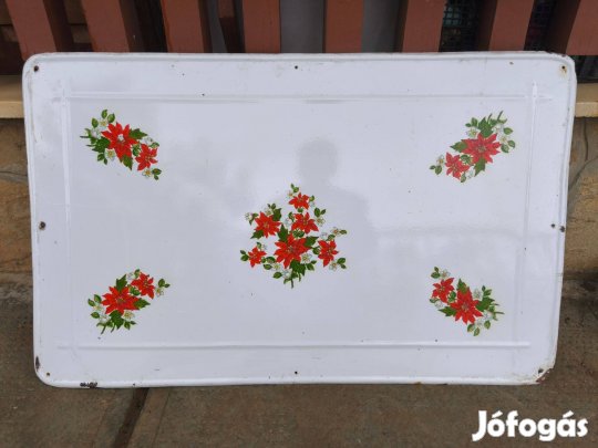 Nagyméretü virágos zománctábla