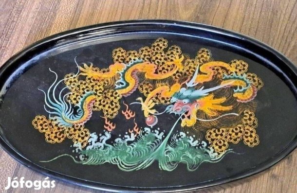 Nagyon dekoratív kézzel festett keleti tálca