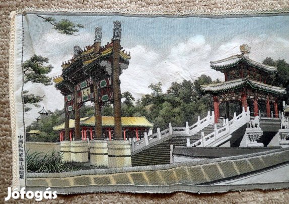 Nagyon régi antik kínai valódi selyem kép jelzett selyemkép selyemgyár