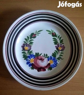 Nagyon régi népies Hollóházi fali tál+ bögre+ kis kancsó