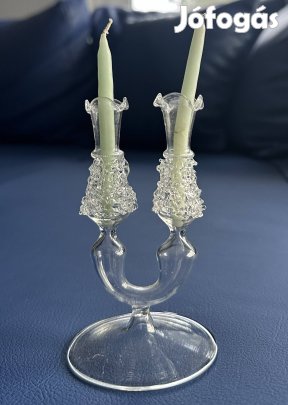 Nagyon szép antik, régi, üveg gyertyatartó eladó Budán!