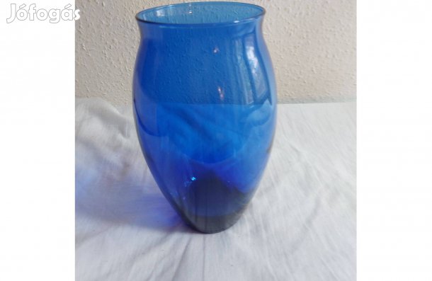 Nagyon szép kék üveg váza (22 cm magas), tökéletes állapotú