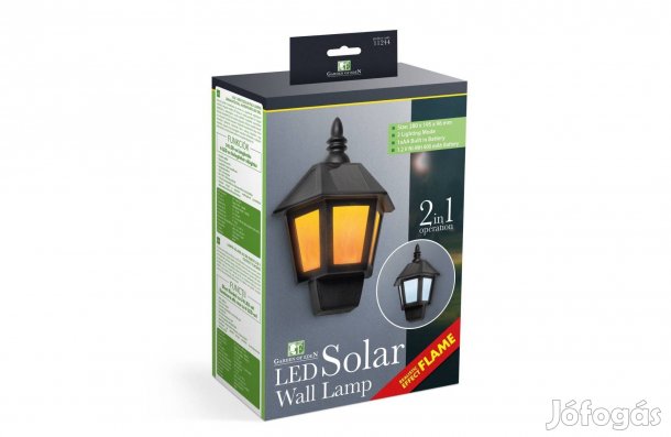 Napelemes 2 az 1-ben szolár fali lámpa lánghatás és hidegfehér LED