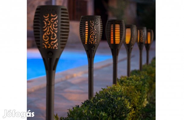 Napelemes 6 db Lángokat imitáló szolár LED lámpa - fekete - 450x100mm
