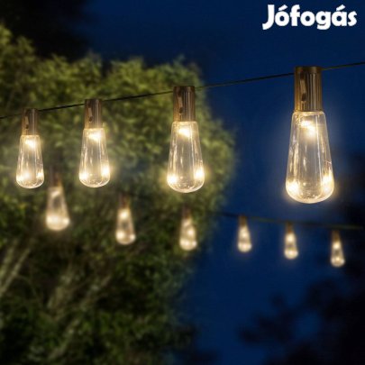 Napelemes LED-es Szolár fényfüzér - villanykörte design - 30 LED 180cm