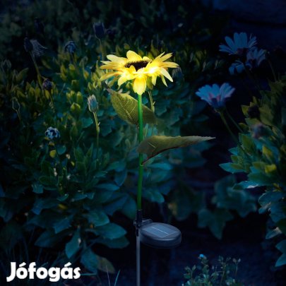 Napelemes Leszúrható napraforgó szolár - 75 cm - 8 melegfehér LED
