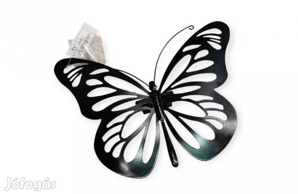 Napelemes falra szerelhető pillangó dekoráció fekete fém