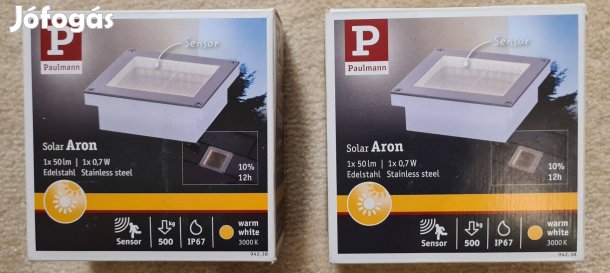 Napelemes térkőbe építhető lámpa 2 db Új 0,7 W, meleg fehér