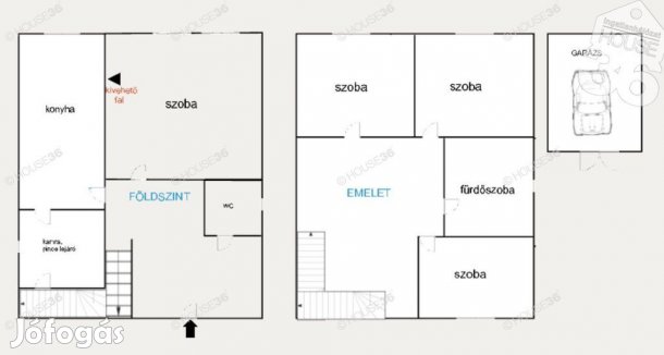 Nappali + 3 szobás szigetelt tégla ház eladó!
