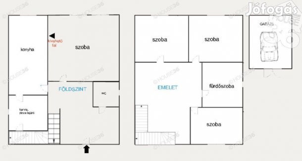 Nappali + 3 szobás szigetelt tégla ház eladó!