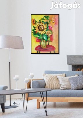 Napraforgók, csendélet Mindszentiné Mandula képzőművész nyáridéző fest