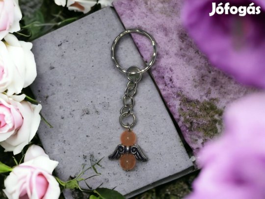 Narancssárga achát angyal kulcstartó
