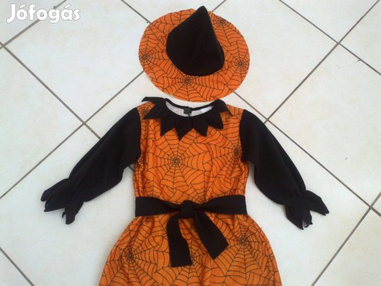 Narancssárga-fekete boszorkány jelmez óvodásoknak süveggel eladó