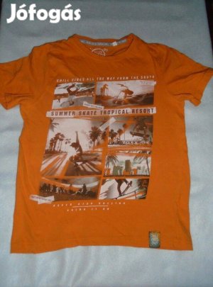 Narancssárga mintás póló 9-10 évesre (méret 134 / 140)