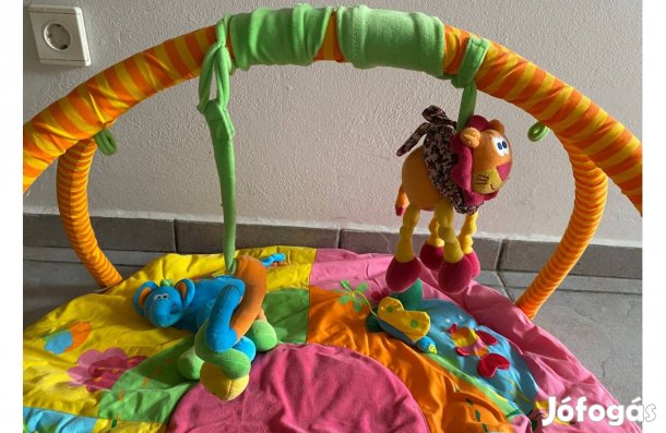 Nattou Alice and Pomme játszószőnyeg, vidám, állatos, 90 cm átmérőjű