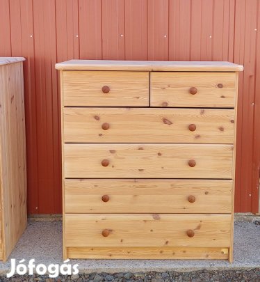 Natúr fenyő 6 fiókos komód 900