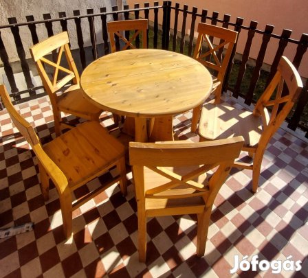 Natúr fenyő 6 személyes étkező garnitúra 76