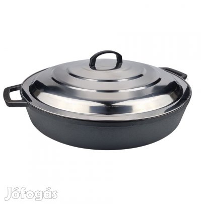 Natúr öntöttvas szeletsütő fedővel 50cm