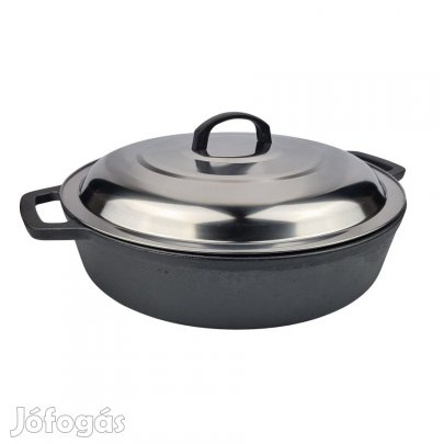 Natúr öntöttvas szeletsütő rozsdamentes fedővel 40cm