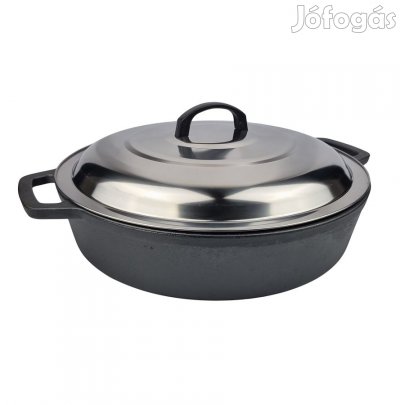 Natúr öntöttvas szeletsütő rozsdamentes fedővel 40cm