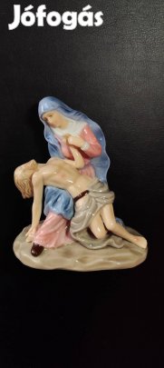 Navel kézzel festett pieta porcelán szobor eladó 