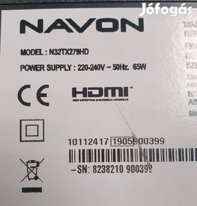 Navon 32" N32TX279HD LED LCD tv panelek 17MB140 17IPS62