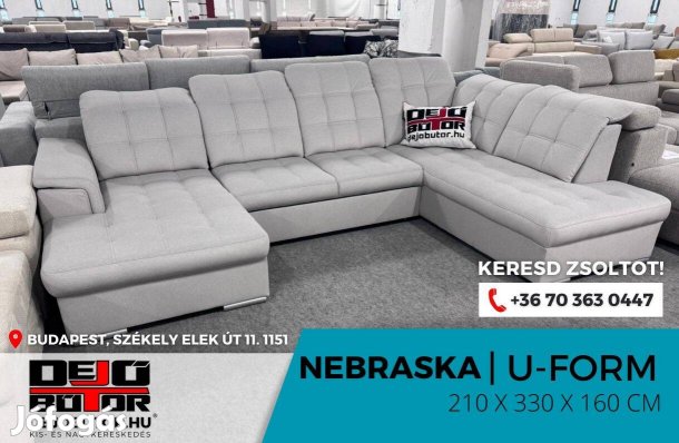 Nebraska sarok kanapé bútor ülőgarnitúra 210x330x160cm ualak castel 80